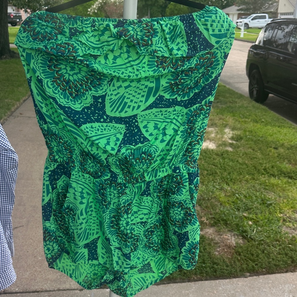 Jessica Simpson Teal and Green Patterned Jumpsuit